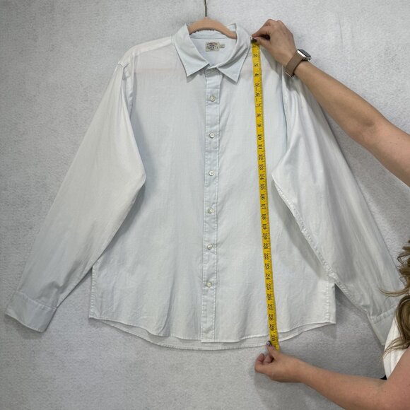 Faherty Shirt Mens Extra Large Light Gray Button Front Long Sleeve Collared - Picture 2 of 8